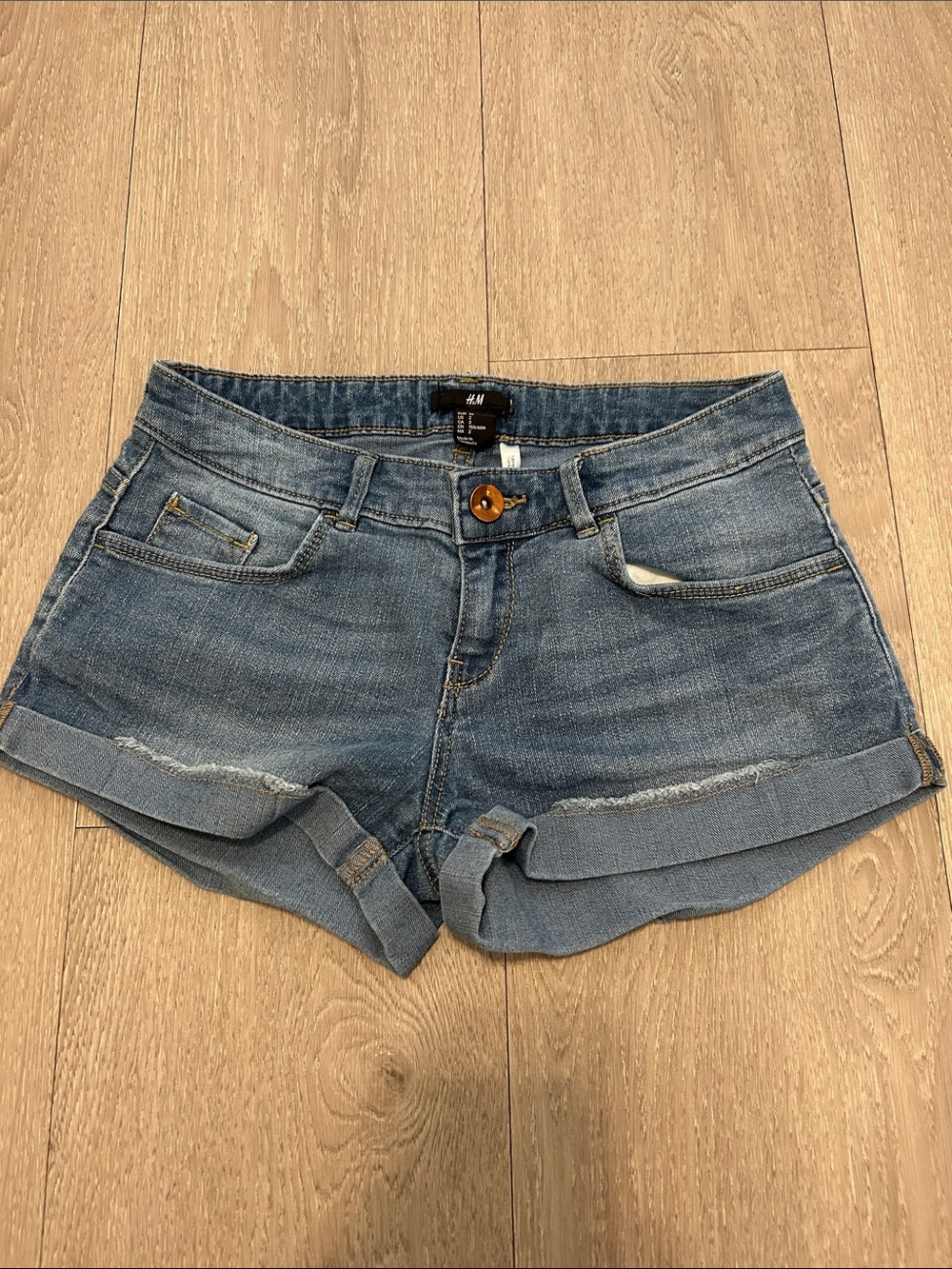 H&M Faded Blue Denim Roll-Cuff Women's Shorts